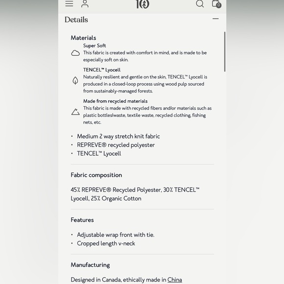 Tentree Treeblend Wrap Top - Picture 8 of 8